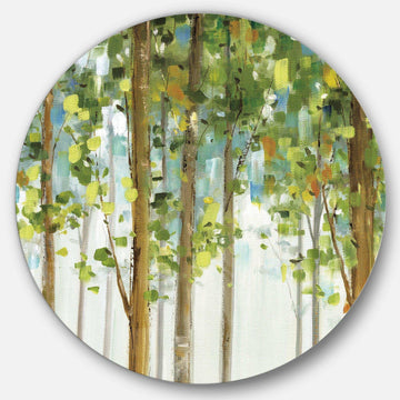 Green Forest Study - Floral Round Metal Wall Art